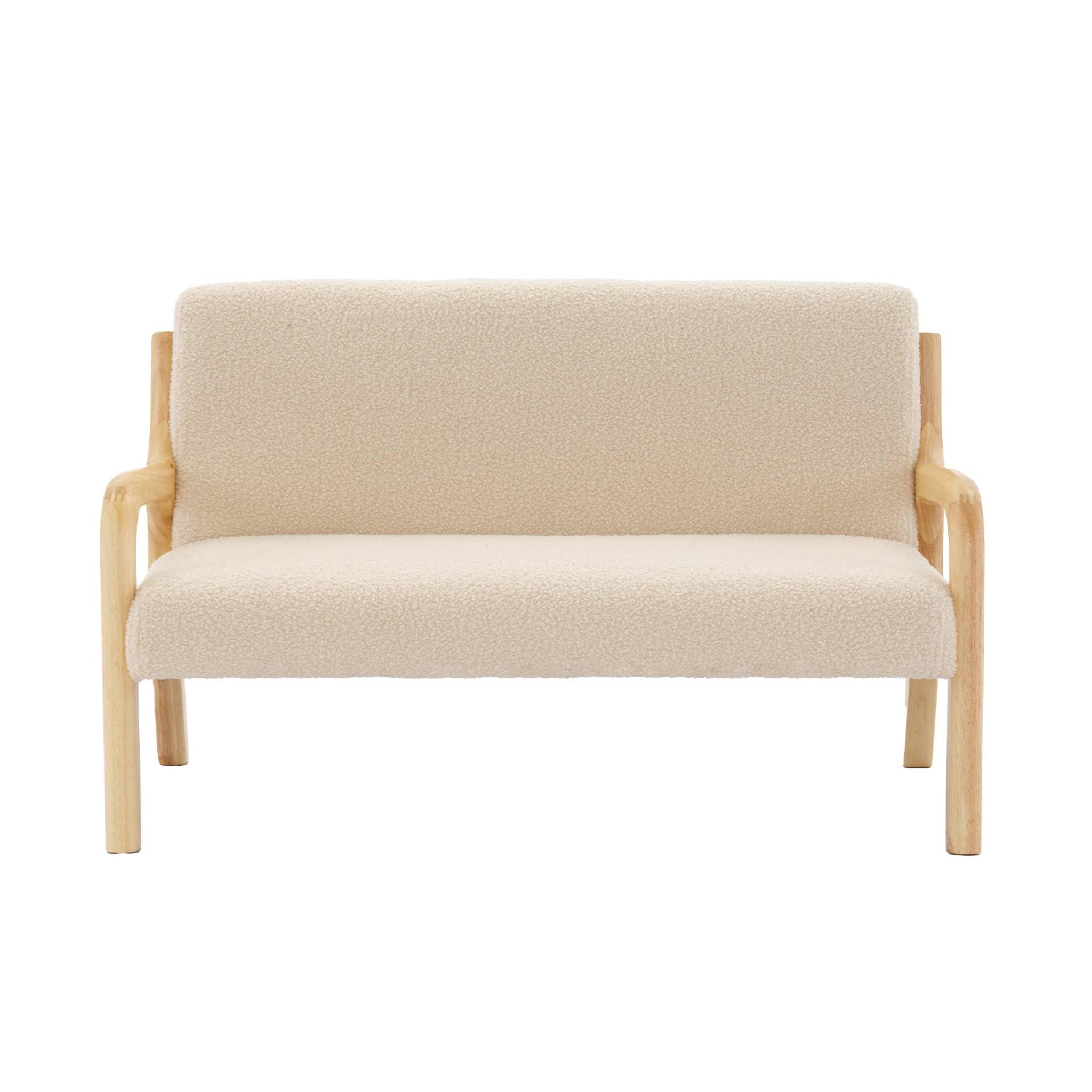 Alice's Garden sweeek - Banquette scandinave Enfant en Bois et Tissu Bouclette Beige 2 Places