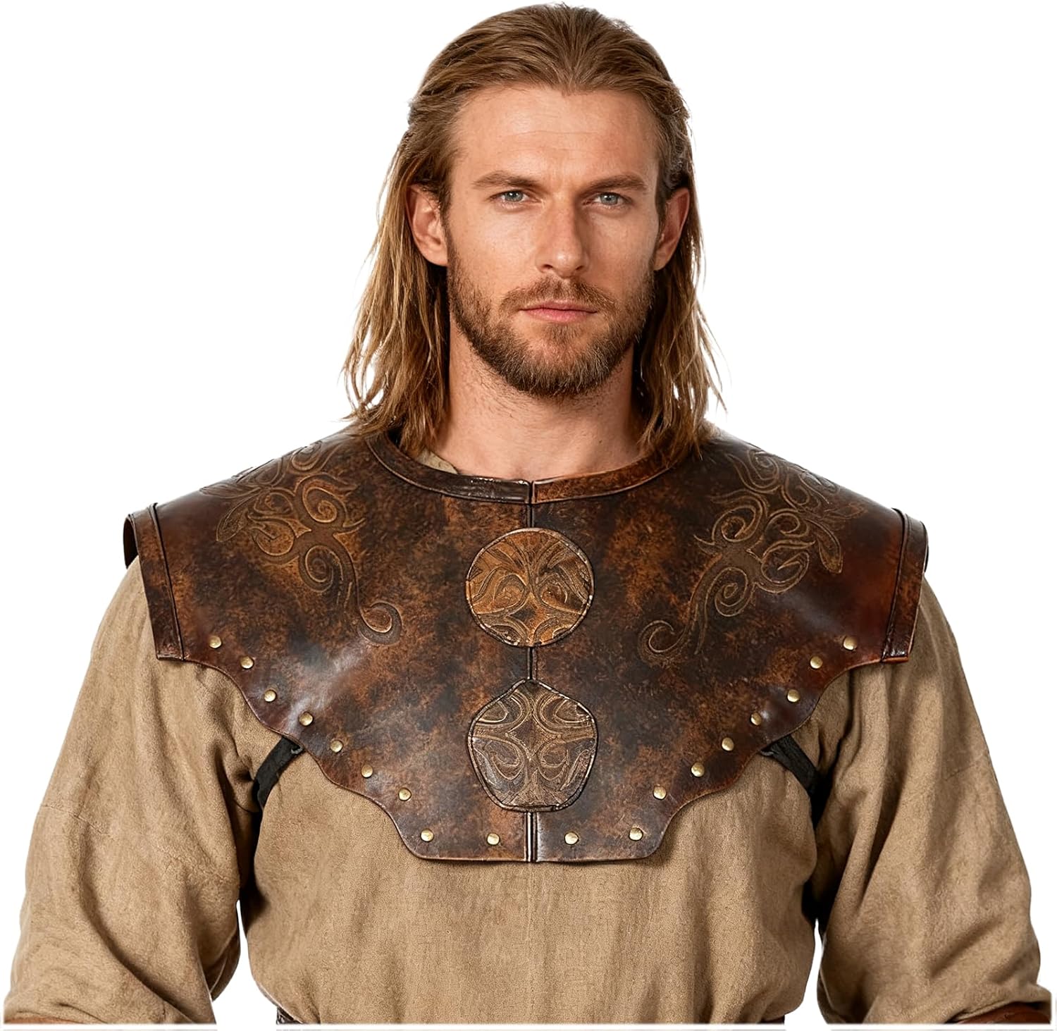 L'VOW Viking Leather Breastplate Adult Chest Armor Renaissance LARP Knight Cosplay Medieval Accessory