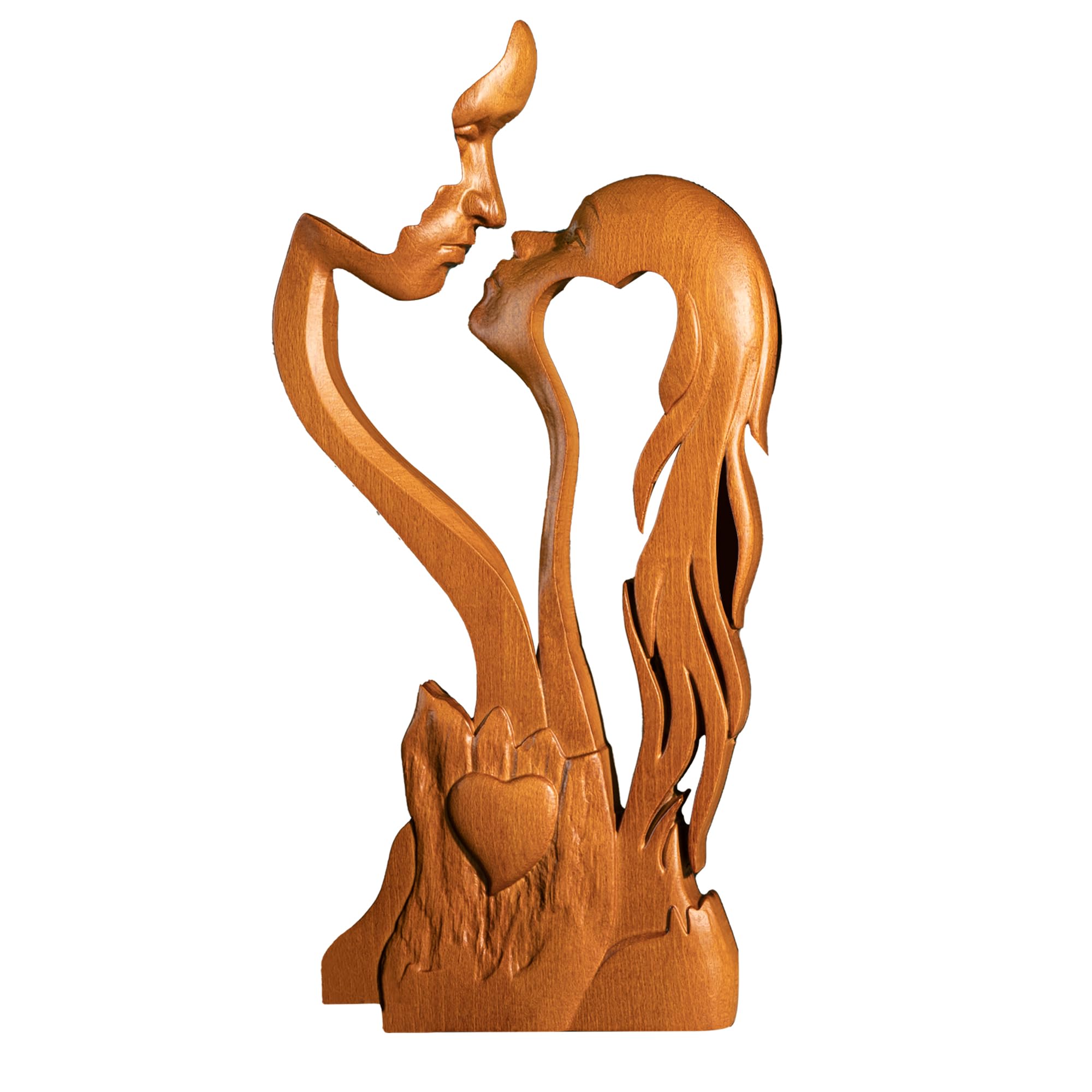 BGCOPPER Wooden Kissing Couple Statue Anniversary Wedding Gifts - 14 Inch — image 1