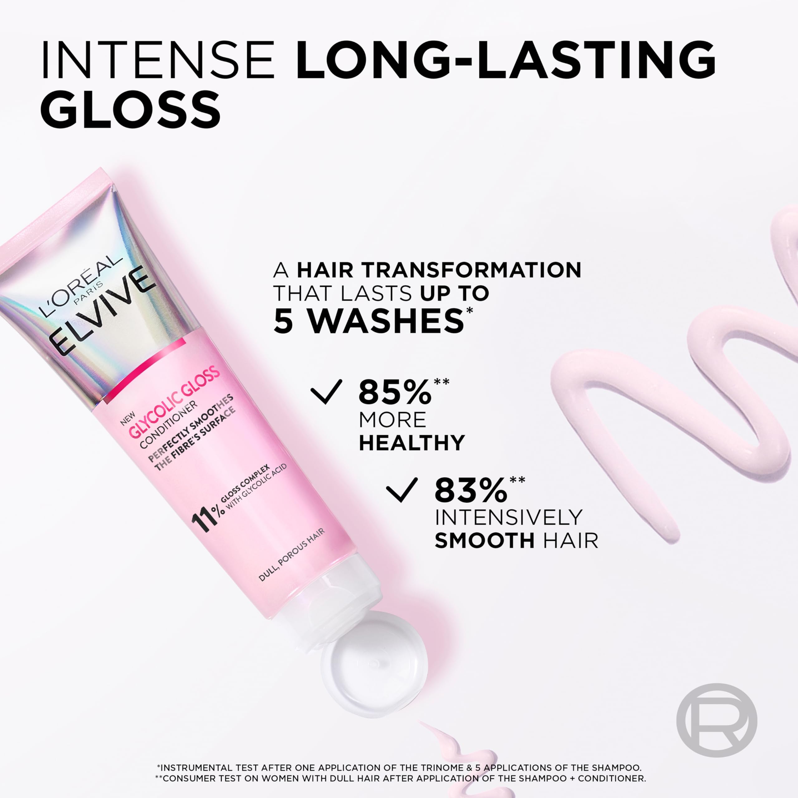 L'Oreal Paris Elvive Glycolic Gloss Conditioner, With Gloss Complex and Glycolic Acid, Fills and Seals Hair Fibres, For Long-lasting, Smooth and Shiny Hair, Ideal for Dull Hair, 150ml - Image 3
