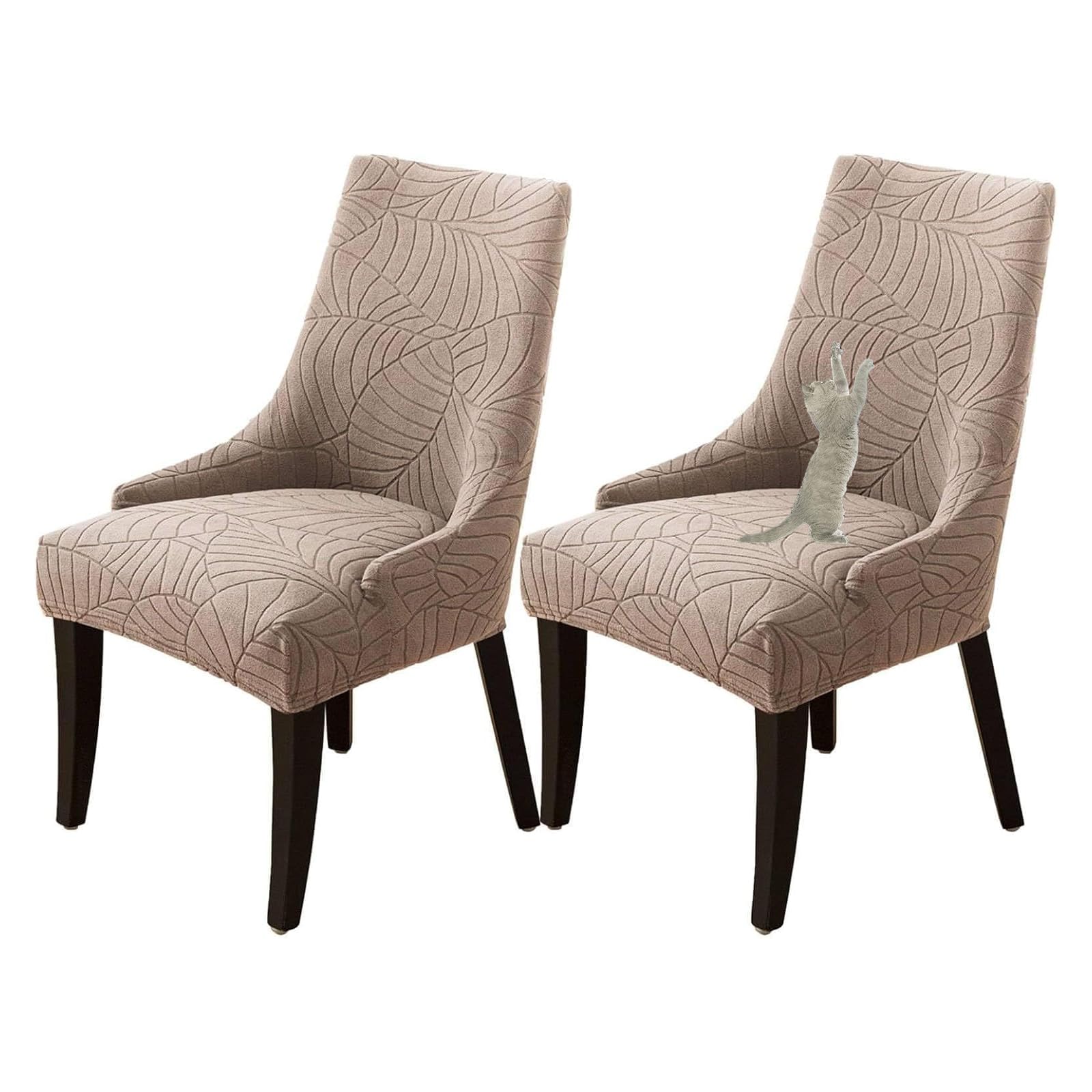 GUYIRT Stretch Wingback Side Chair Slipcover Accent Chair Cover Dining Room Chair with Arms Slipcovers for Banquet Home Decor (khaki,set of 2)