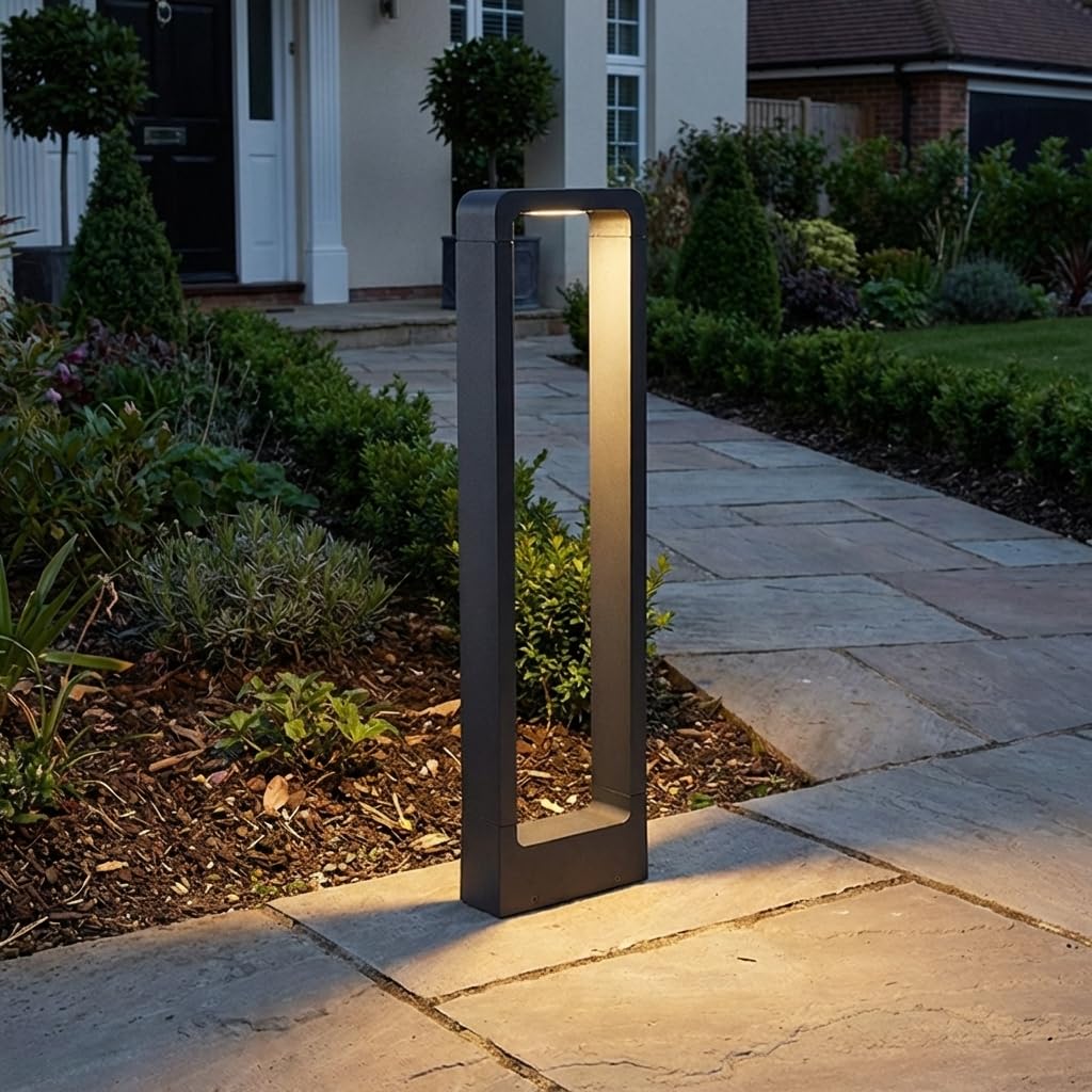 Alpinaluz Baliza LED Exterior 10W 65cm - Lámpara de Pie para Jardín y Caminos con Luz Cálida 3000K - Baliza Moderna en Aluminio Negro IP65 con Iluminación Descendente para Patio y Entrada