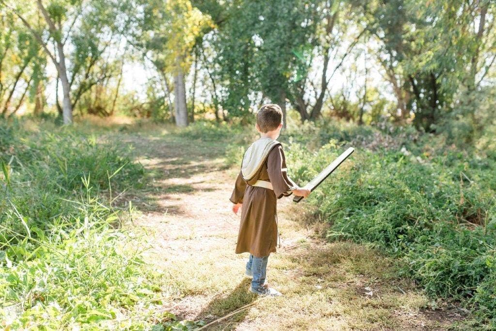 Little Adventures Galactic Warrior Hooded Robe with Belt (Galactic Hero (Brown), Large Age 5-7) - Machine Washable Child Pretend Play and Party Dress-Up