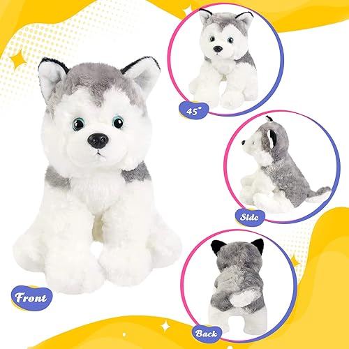 Miniatura 4 de BSTAOFY Perro de peluche realista Husky de 12 pulgadas, juguetes de peluche suaves adorables para cumpleaños, San Valentín, Navidad, festivales,