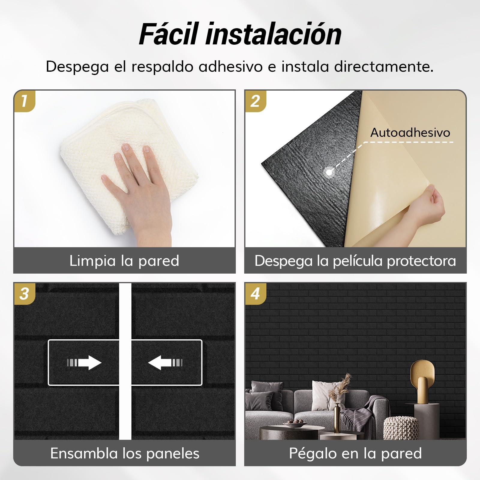 TONOR Lote de 18 paneles Acústicos con Forma de Ladrillo, 30 x 30 x 0,9 cm Espuma Acústica Autoadhesiva, Paneles Decorativos para Paredes de Salones, Dormitorios y Oficinas, Negro