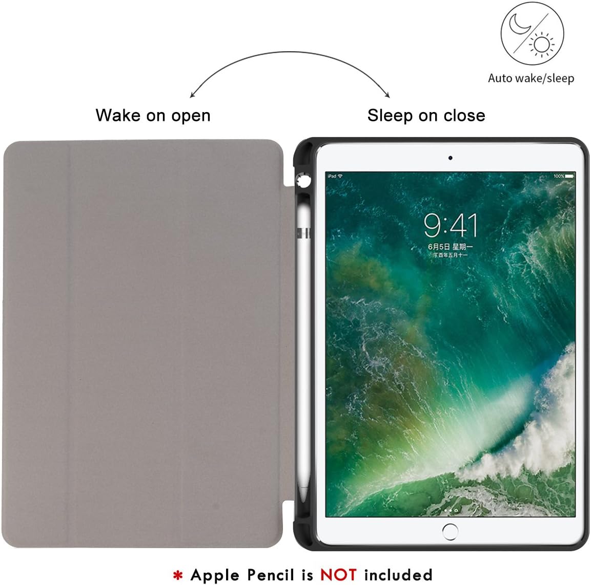 Hocase iPad Air 3rd Gen/iPad Pro 10.5 Case, Trifold Smart Case with Pencil Holder, Unique Pattern Design, Auto Sleep/Wake, Soft Back Cover for iPad A1701/A1709/A2152/A2123/A2153 - Mandala in Galaxy