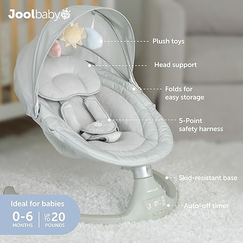 Miniatura 3 de Jool Baby Nova Swing para recién nacidos, columpio eléctrico motorizado para bebés, música Bluetooth, 10 melodías preestablecidas, control remoto