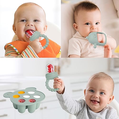 Miniatura 4 de Chupete alimentador de frutas para bebés, paquete de 3, 1 chupete de silicona para bebés y 1 dispensador de cuchara de comida para bebés y 1 cuchara
