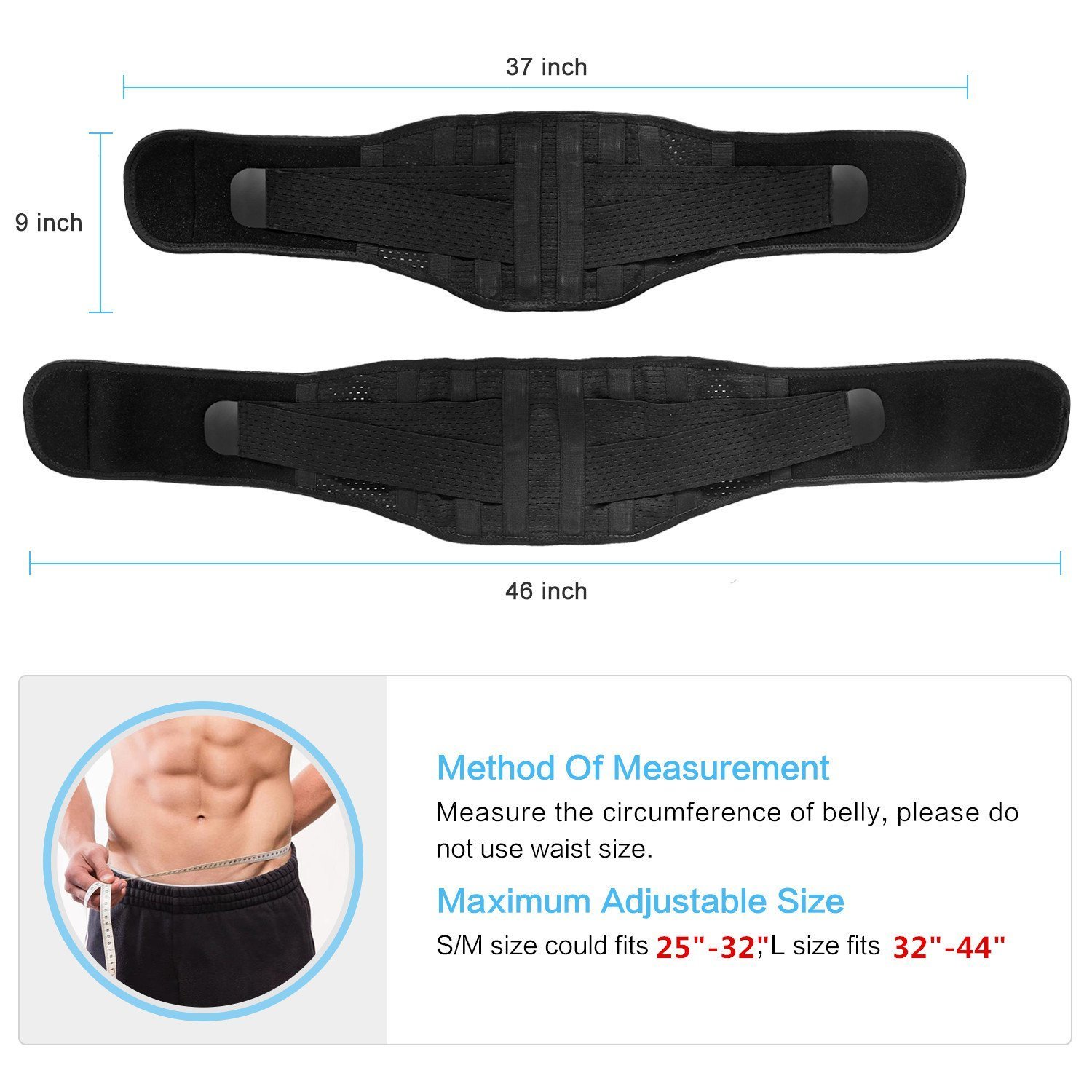 KINGCOO Cintura addominale per la schiena con supporto e cinghie regolabili per la schiena, cintura lombare, supporto per alleviare la sciatica per uomo e donna (XXL