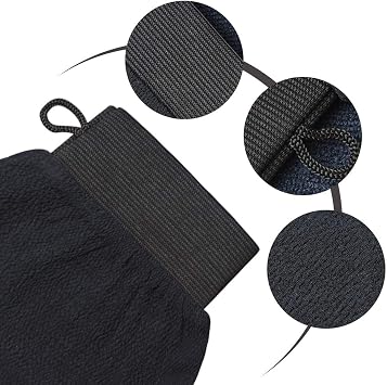Exfoliating Mitt Exfoliating Glove Scrubbing Mitt Deep Exfoliating Mitts Exfoliator Gloves Remover Cleansing Gloves for Bath Shower Spa Brush BLACK 2pack