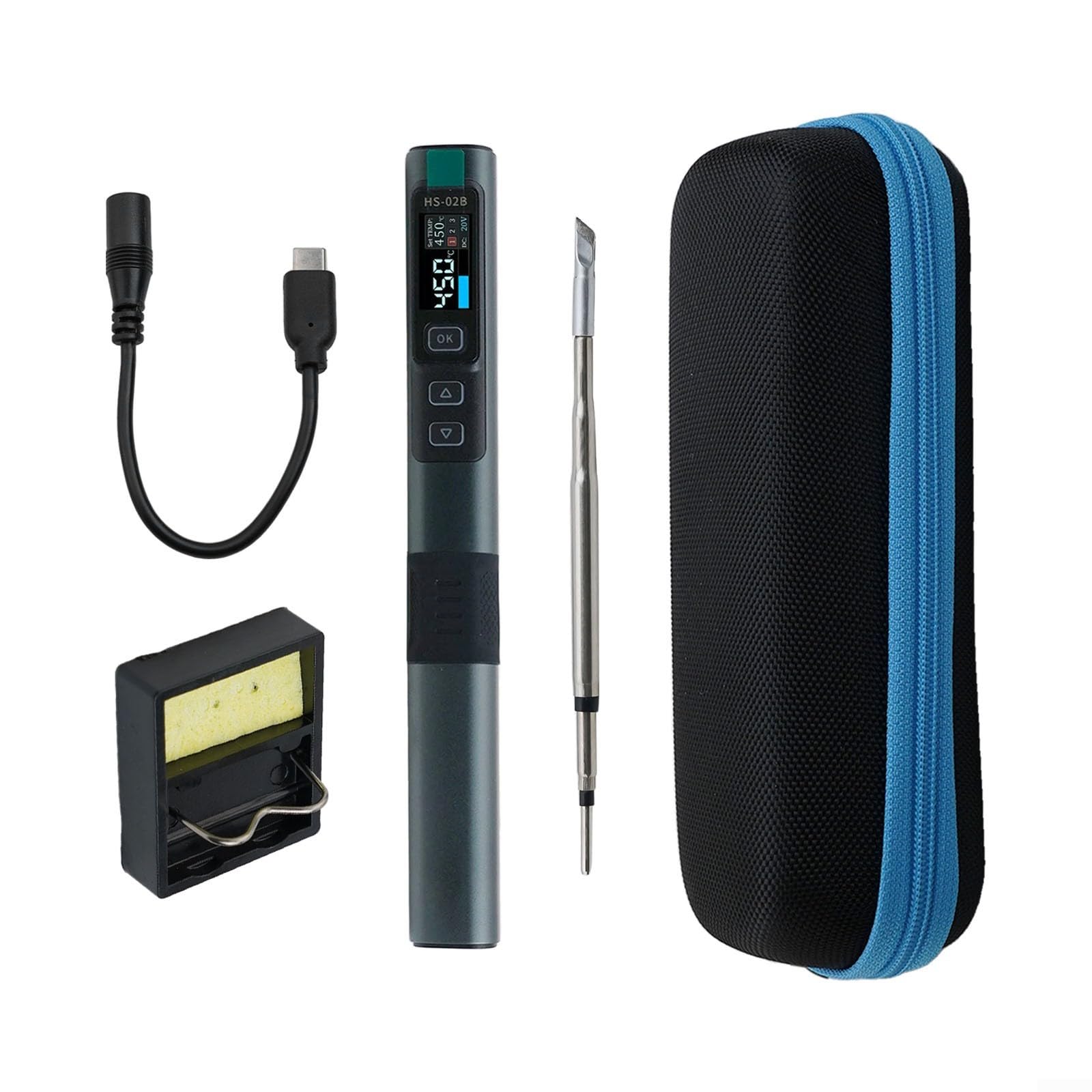 AugustknowU 100W Portable HS-02B Soldering Iron Kit, Type C Charging, Static Protection Device, Temperature Regulation And Temperature Control Precision