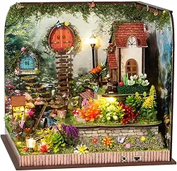 Kit DIY Casa Miniatura: Luzes LED e Música, Casa de Livros com Jardim, Presente para Crianças Maiores de 14 Anos e Adultos