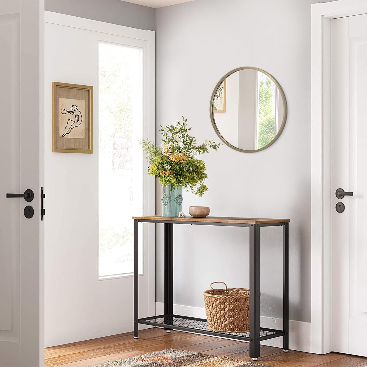 AOAOPQ Mirror Wall for Bathroom Metal Brushed Frame Ative Rectangular Wall Mounted Home Horizontal Vertical Living Room Entryway Bedroom Bronze