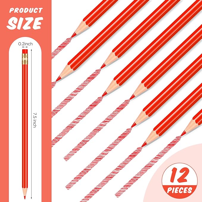 Chinco 12 Lápices Rojos con Borrador HB Preafilados para Estudiantes miniatura 2