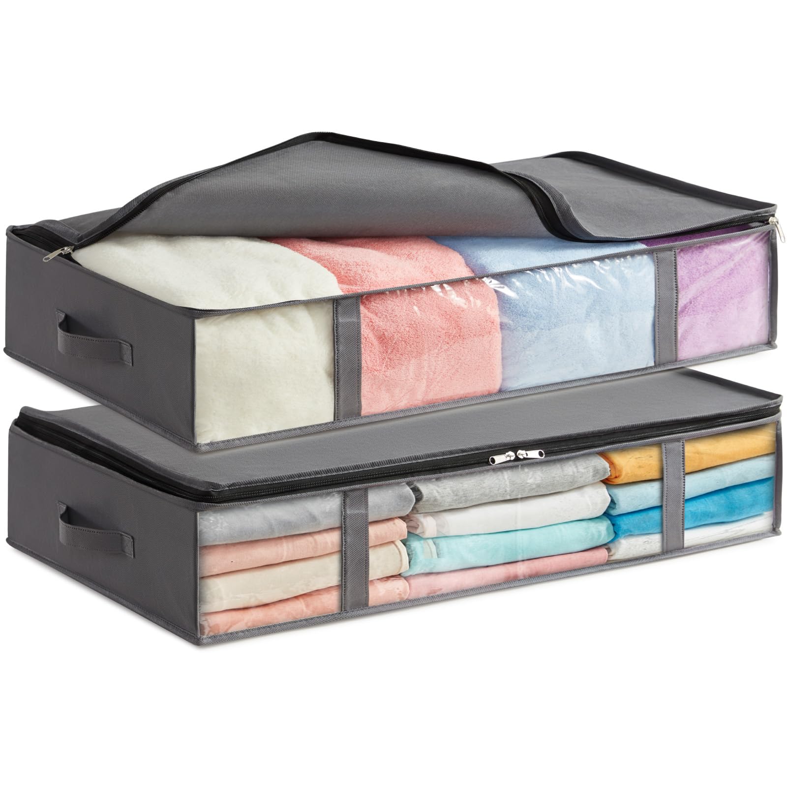 Lifewit Unterbett Aufbewahrungsbox, Faltbare Unterbettkommode Aufbewahrungstasche Storage Boxes mit Deckel, Unterbett Aufbewahrung für Kleider Unterbett Kleiderschrank