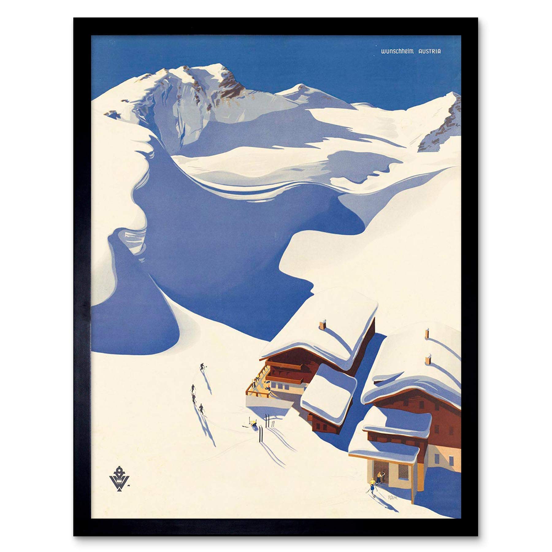 Artery8 Travel Winter Sport Snow Ski Chalet Alps Austria Framed Wall Art Print from B&Q
