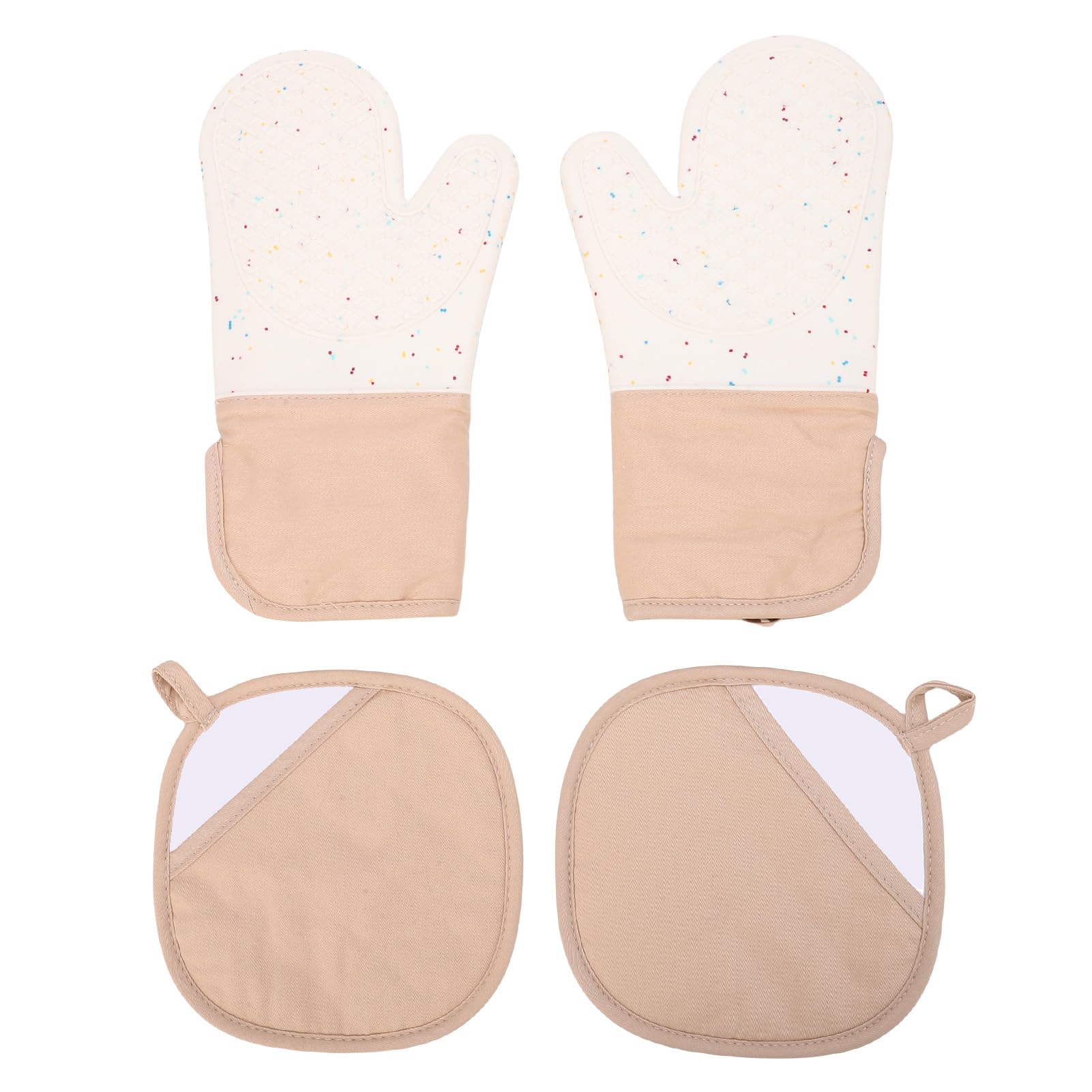 Gants de cuisine et maniques beige anti-brûlure accessoire de cuisson four