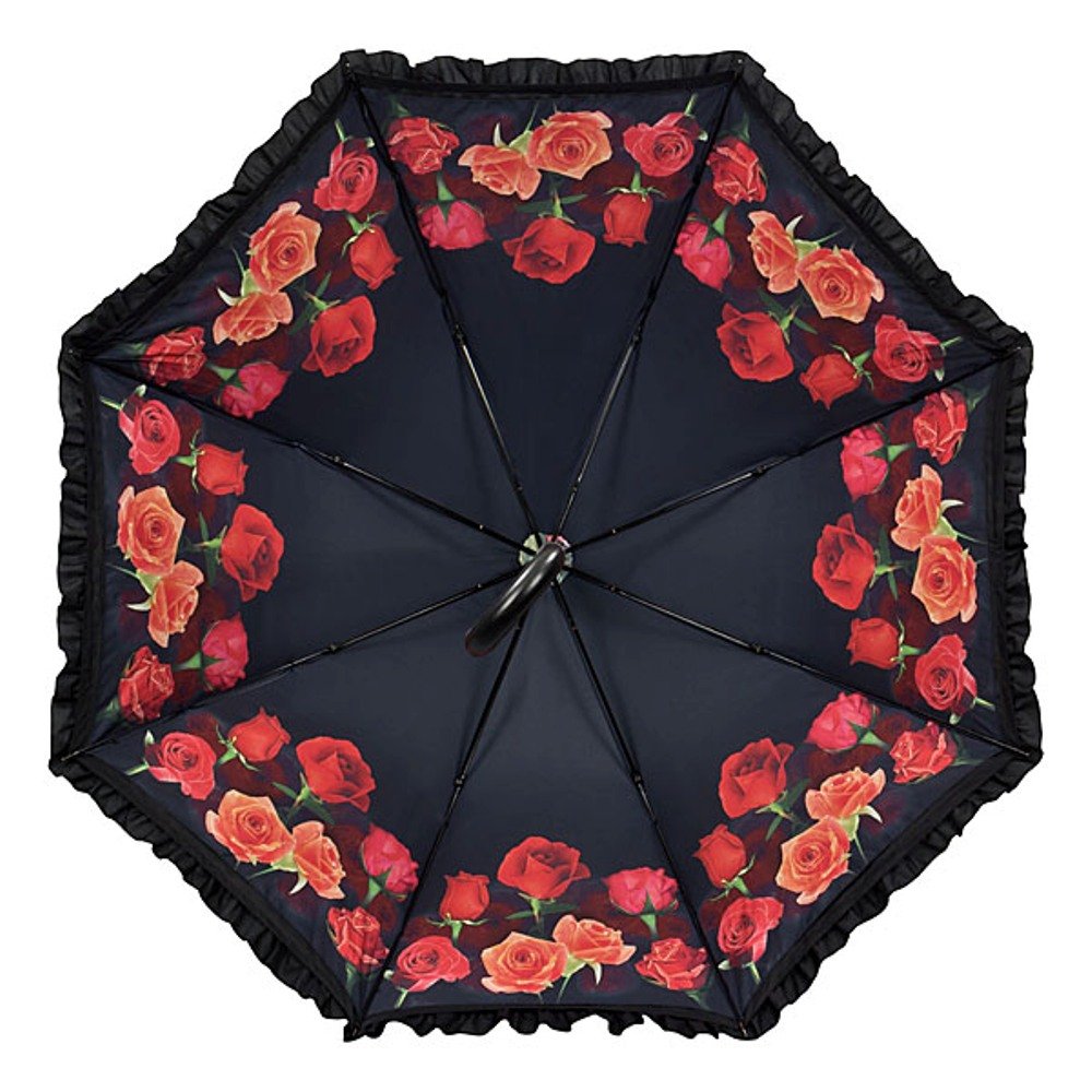 VON LILIENFELD Paraguas de Iluvia Largo Clásico Automático Grande Estable Grande Doble Revestimiento Flor Ramo de Rosas