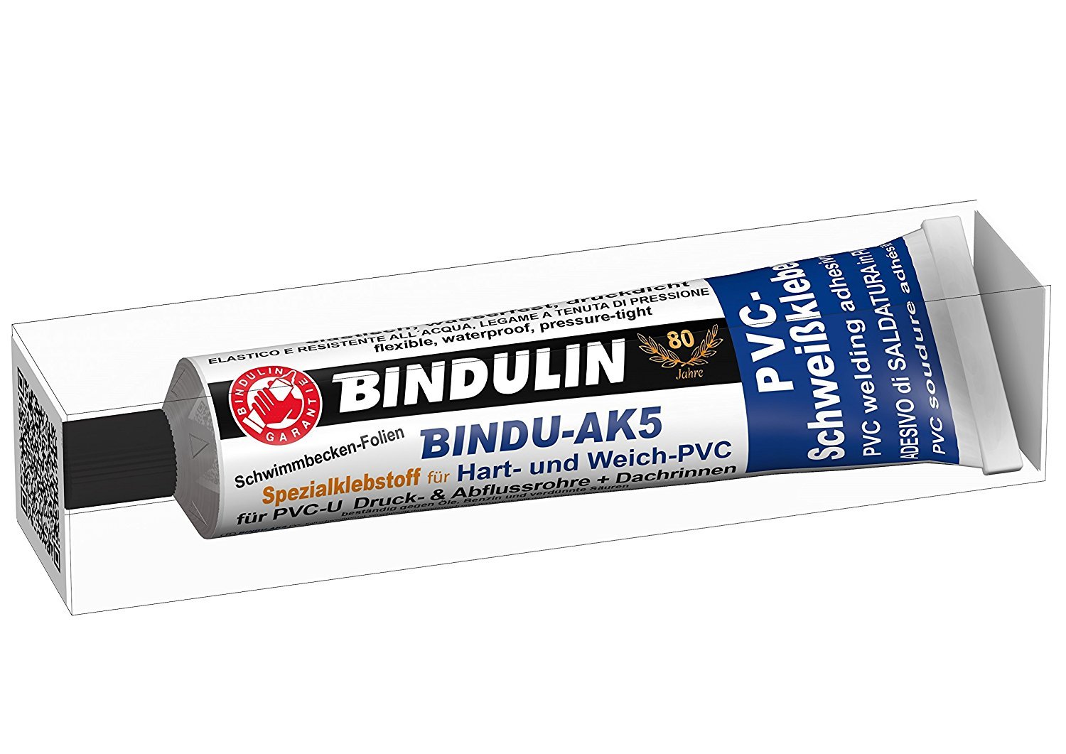 Bindu-AK5 PVC-Kleber hart- und weichkleber inkl.synthetischen Pinsel von E-Com24 zum Auftragen (170 gr, Tube)