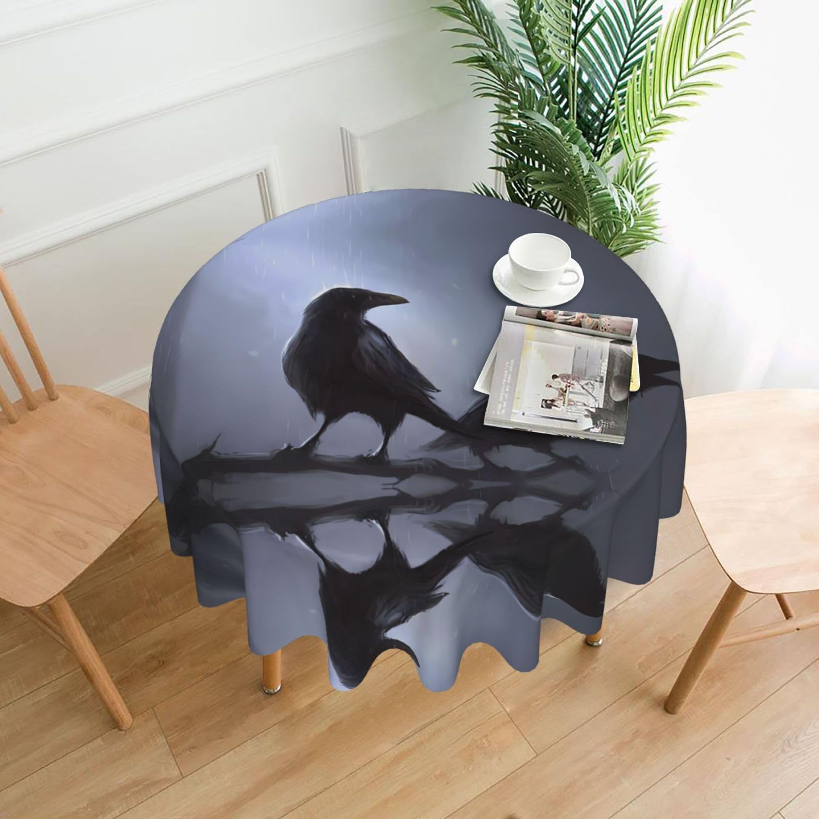 WHJSSF Ravens Prints Round Decorative Tablecloth 60in - Elevate Your Dining Experience with a Stylish & Protective Table Throw