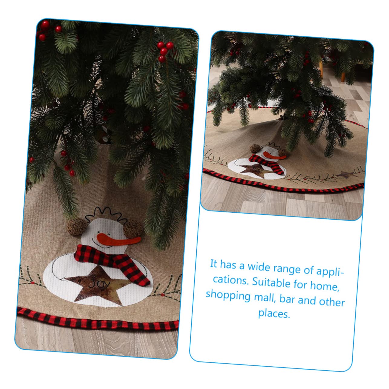 TOPBATHY Gonna Decorativa Per Albero Di Natale in Lino Stile Fattoria Con Pupazzo Di Neve 3 Pezzi Per Decorazioni Natalizie