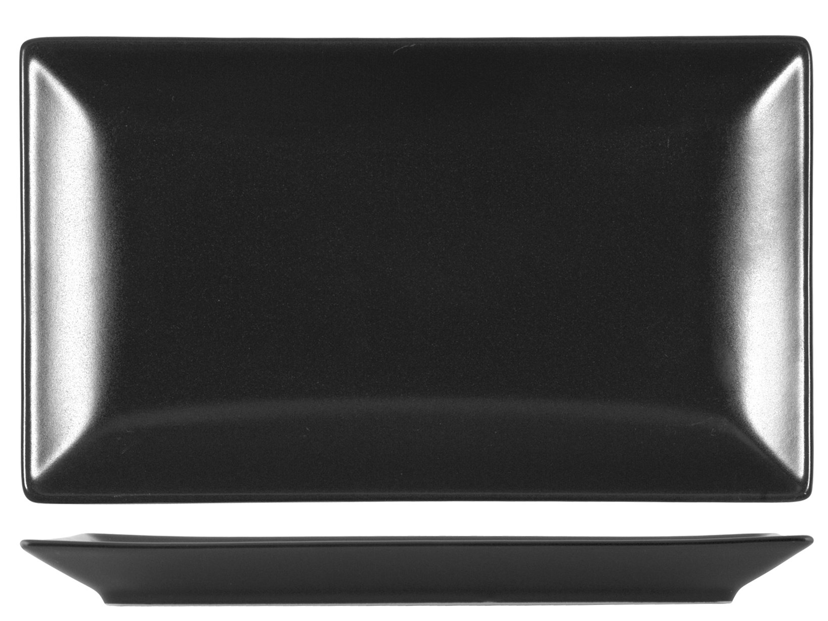 H&H 6 assiettes rectangulaires en grès de Boston noir 25x15cm
