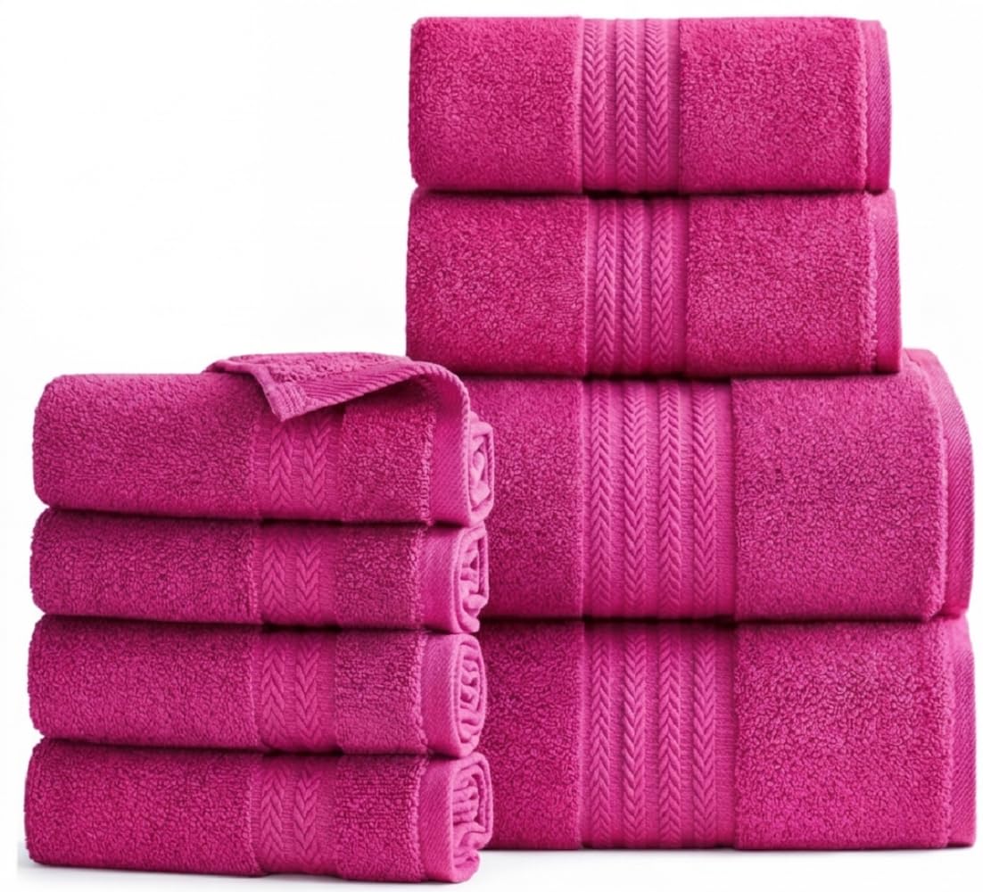 WovenWonder Luxury 800 GSM Egyptian Cotton Bathroom Towels - Heavyweight & Super Soft Hotel Quality Face Cloths, Hand Towels, Bath Towels, Jumbo Bath Sheets and Towel Sets (Pink, 4x Face Cloth)