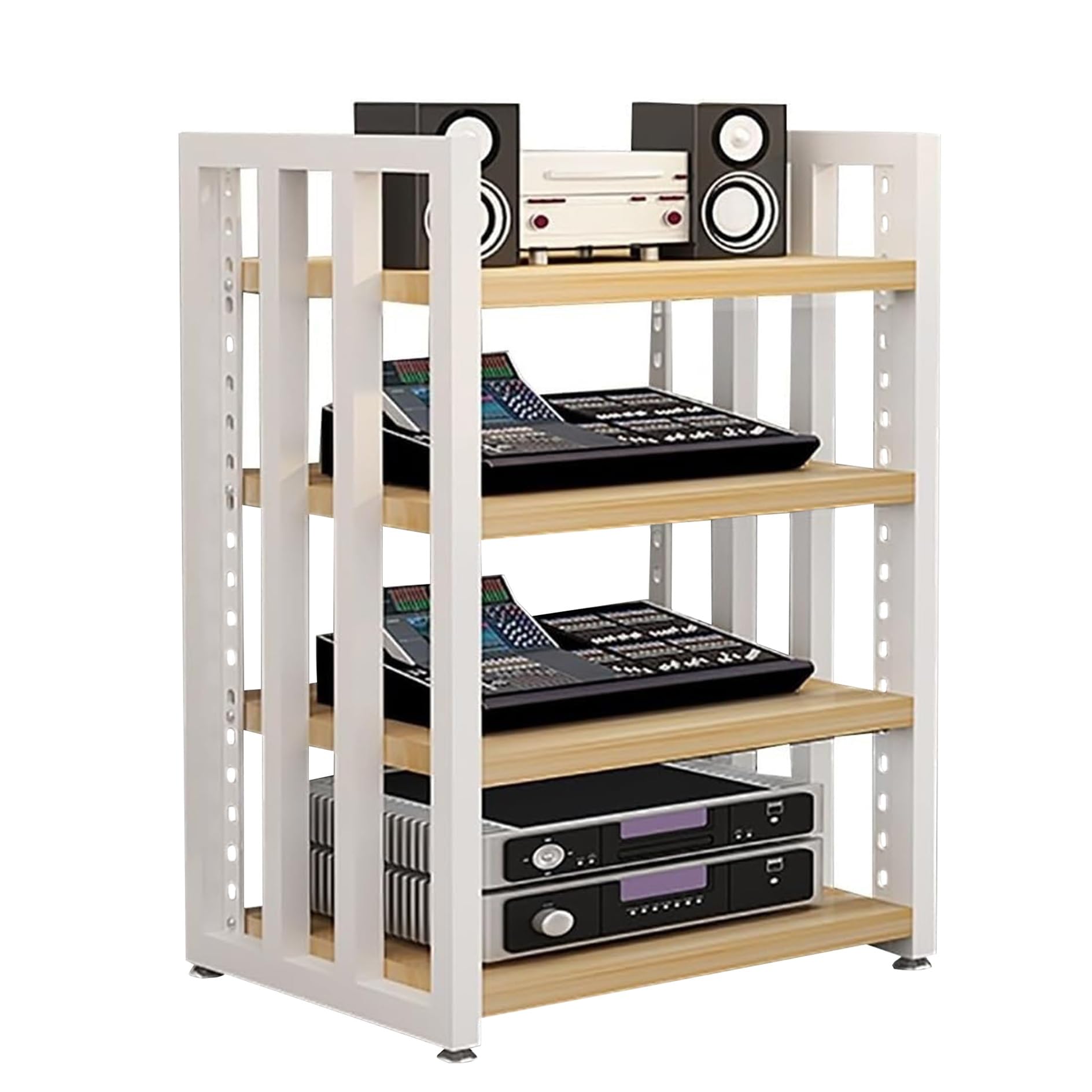 Meuble multimédia d'angle quatre niveaux pour organiser vos salons encombrés