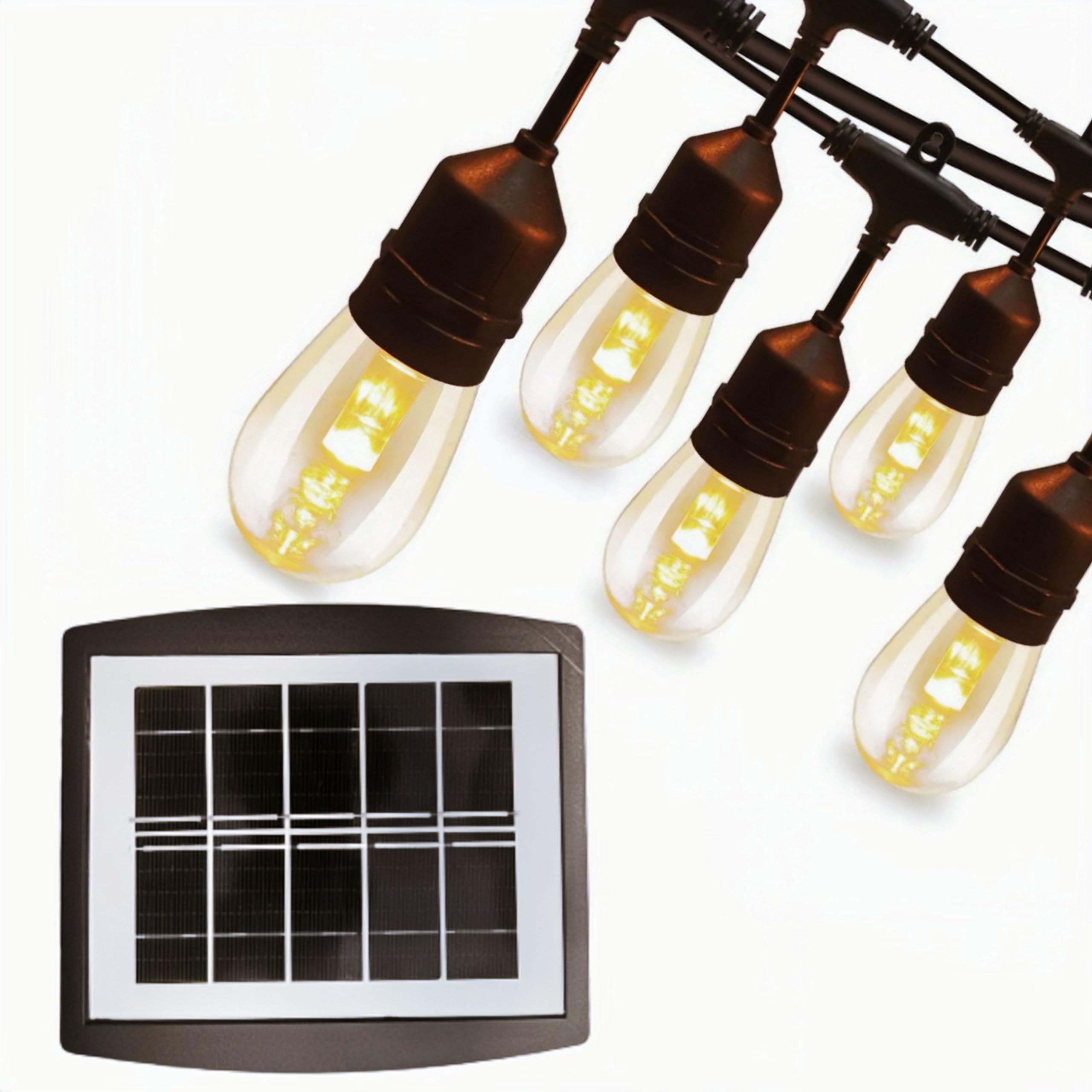 OUTDOOR SOLAR STRING LIGHT 10MTR (32FT), 20 HOLDERS WITH 20PCS SHATTER PROF BULBS, WARM WHITE LED LIGHT FOR YOUR HOME, GARDEN & LAWN