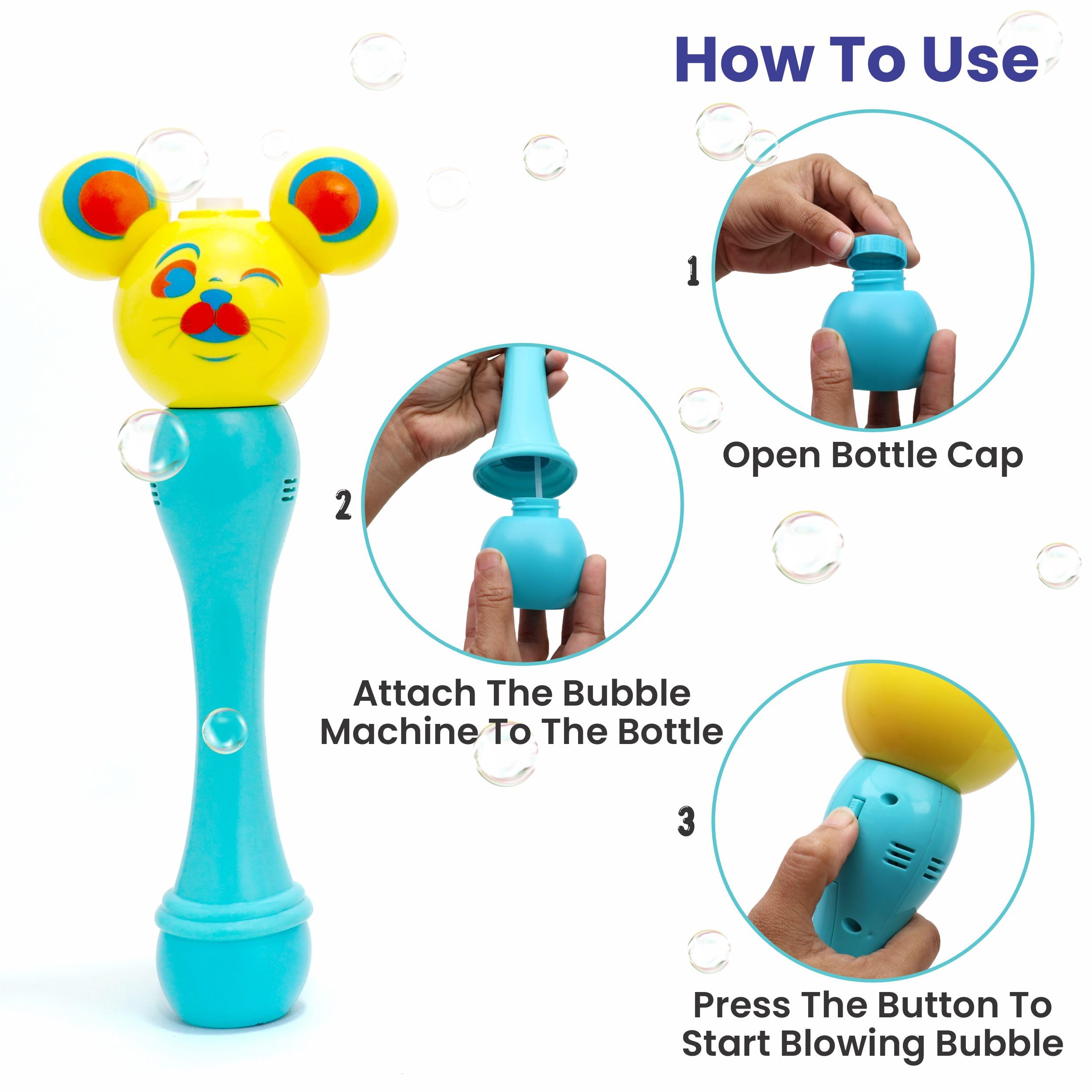 Aditi Toys Cat Face Bubble Machine Toy for Kids, Automatic Bubble Blower with Light, Bubble Blast Includes 100ml Bubble Solution, Outdoor & Indoor Play for Boys Girls, Above 3+ Age (Blue) 2