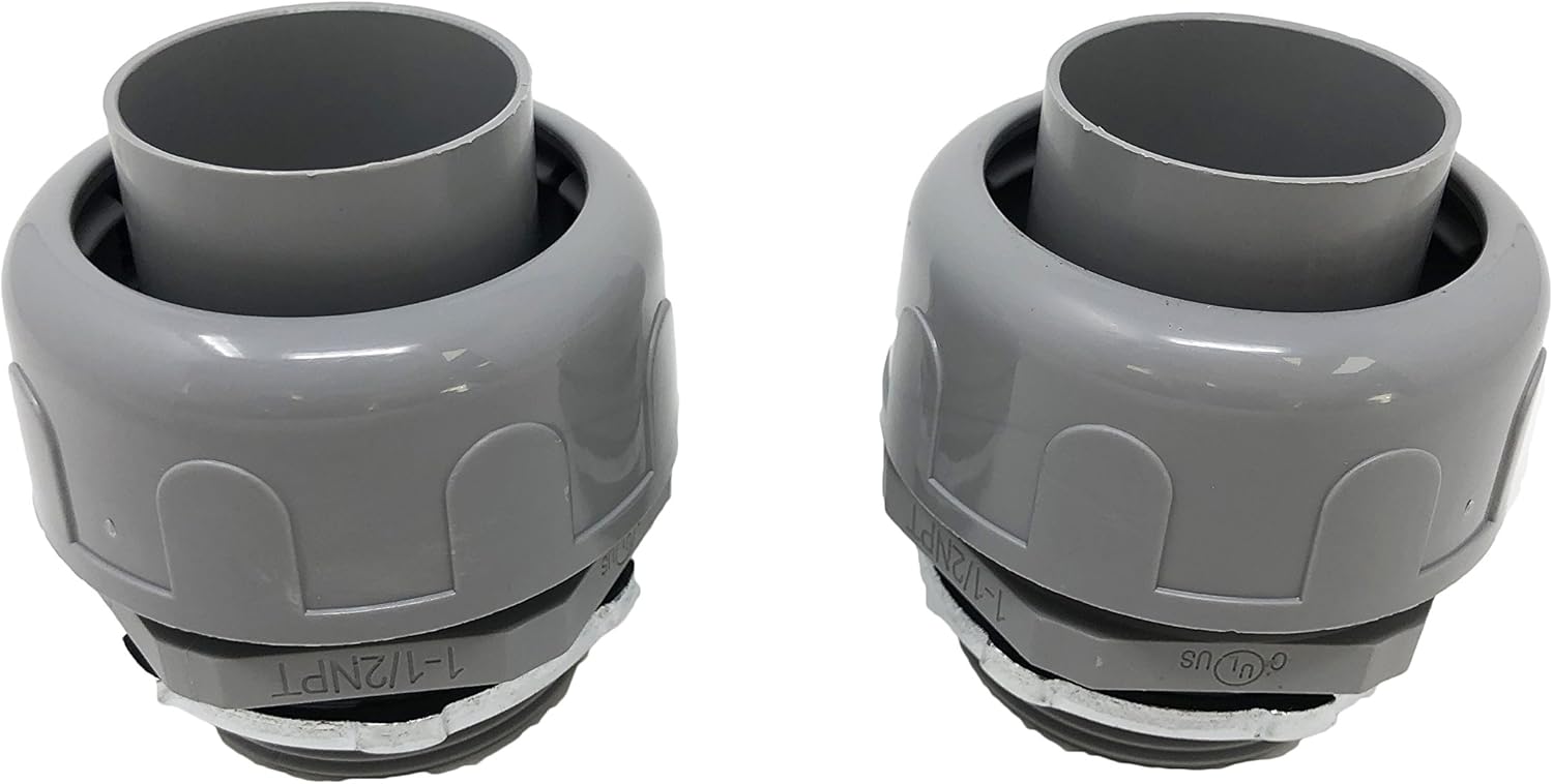 Sealproof 1-1/4-Inch Non-metallic Liquid Tight Straight Electrical Conduit Connector Fitting, UL Listed, 1-1/4" Dia, 5-Pack