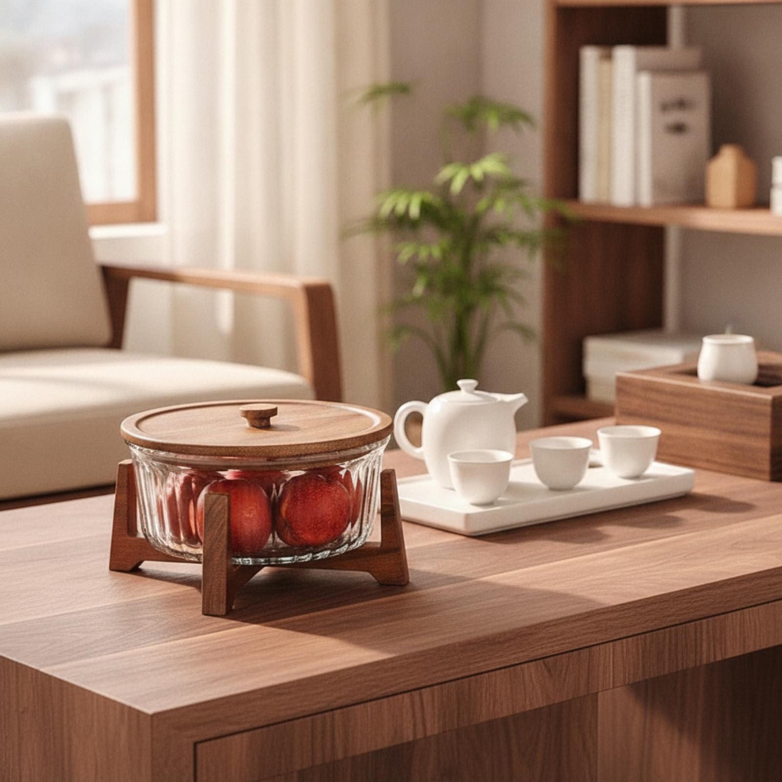 Cuenco con Tapa para Alimentos | Estable, Recipiente Vidrio Estriado con Tapa, Vajilla, para Comedor