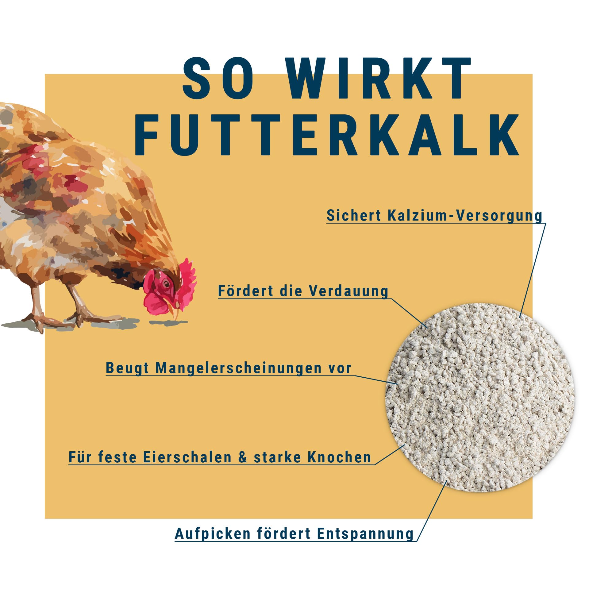 Schicker Mineral Geflügel-Futterkalk 0-2,0 mm 25 kg, kohlensaurer Futterkalk, sichert Kalzium-Versorgung für Feste Eierschalen und Starke Knochen, Verdauungsförderung, beugt Mangelerscheinungen vor