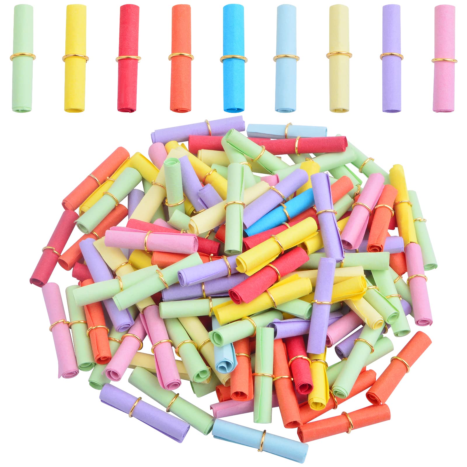100pcs Lucky Wishing Paper Scrolls Mini Message Paper Colorful Scroll Paper Write-On-It Valentine Message Paper Roll for Birthday Anniversary Valentine's Gifts Decor