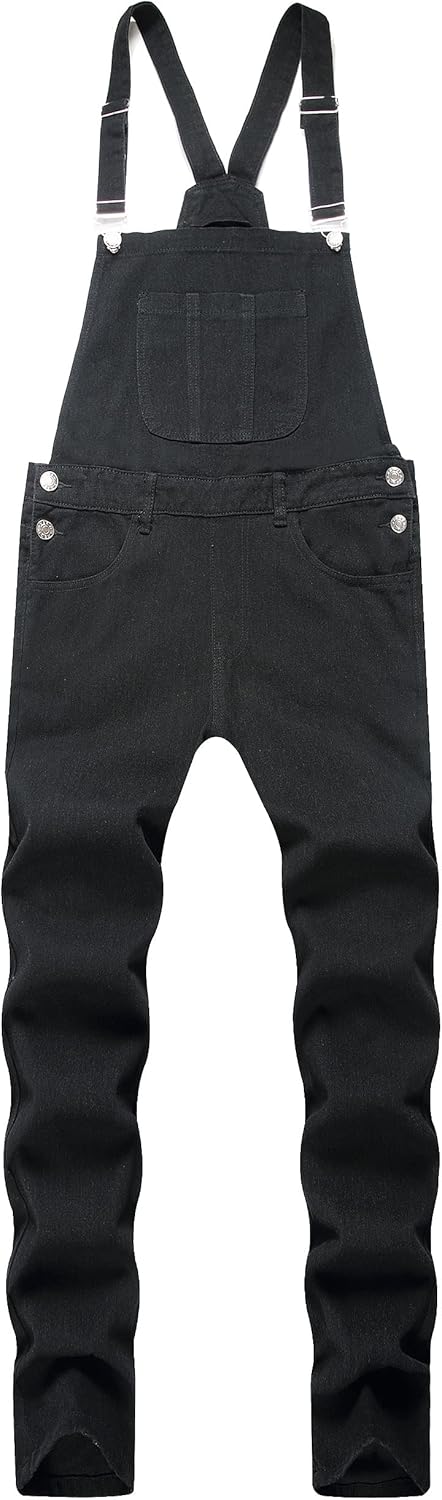 LONGBIDA Men's Denim Bib Overalls Relaxed Fit Fashion Jean Jumpsuit - Image 5