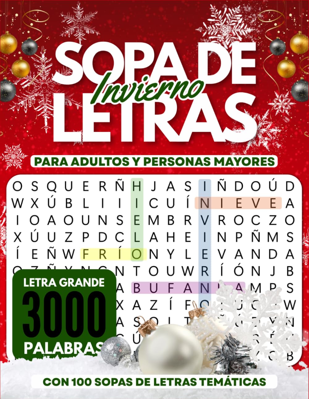 Sopa de Letras Invierno para Adultos y Mayores en Español con Letra Grande