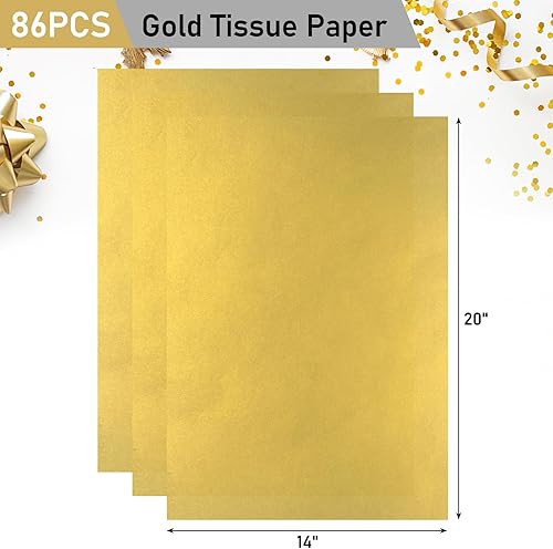 Miniatura 2 de Koogel 86 hojas de papel de seda metálico dorado, papel de seda de 20 x 14 pulgadas para bolsas de regalo, papel de seda para envolver regalos,