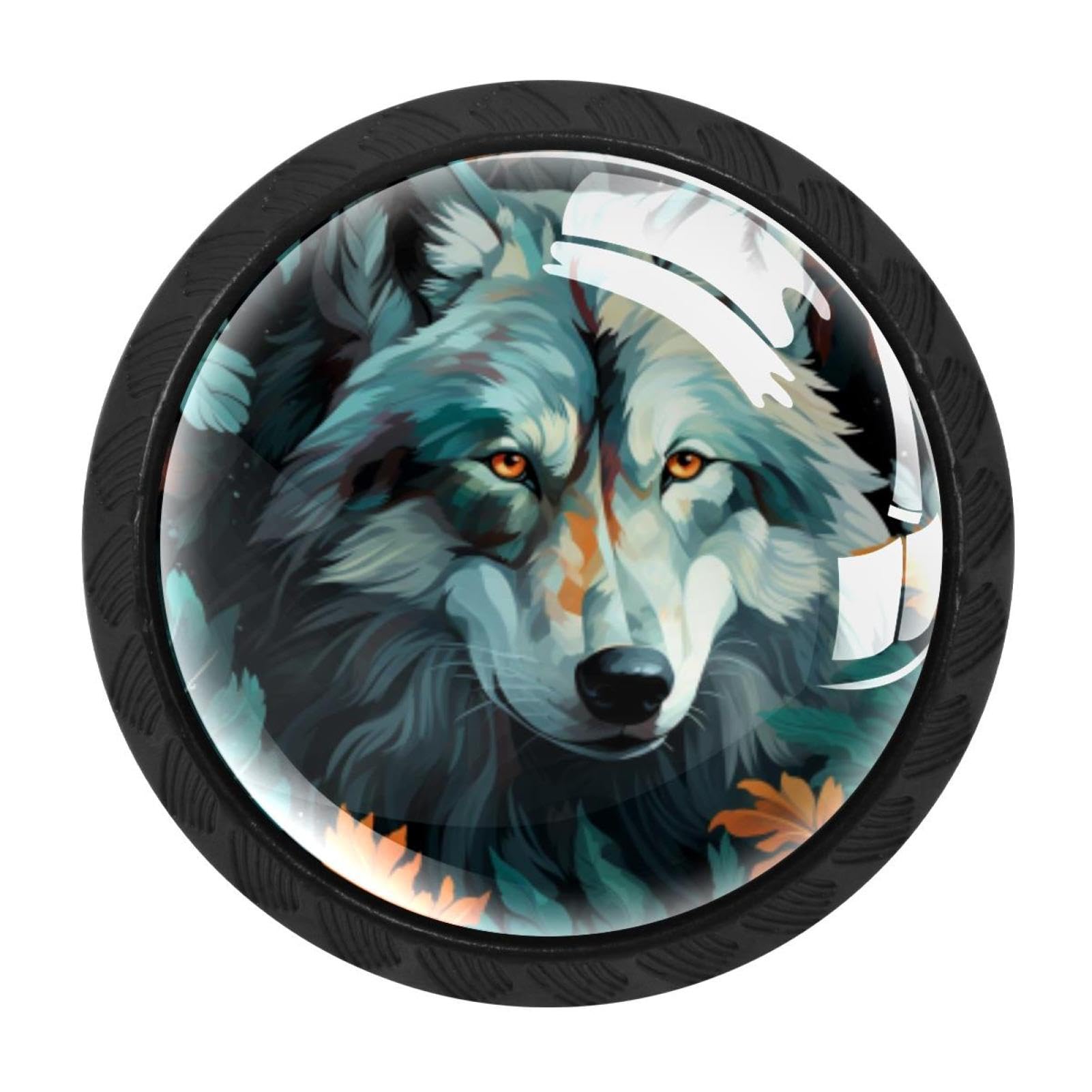 Chenzzzz Multicolored 09 4 Pack Wolf Kitchen Cabinet Knobs Drawer Knobs Door Dresser Handles For Personalized Gifts Great For Any Occasion