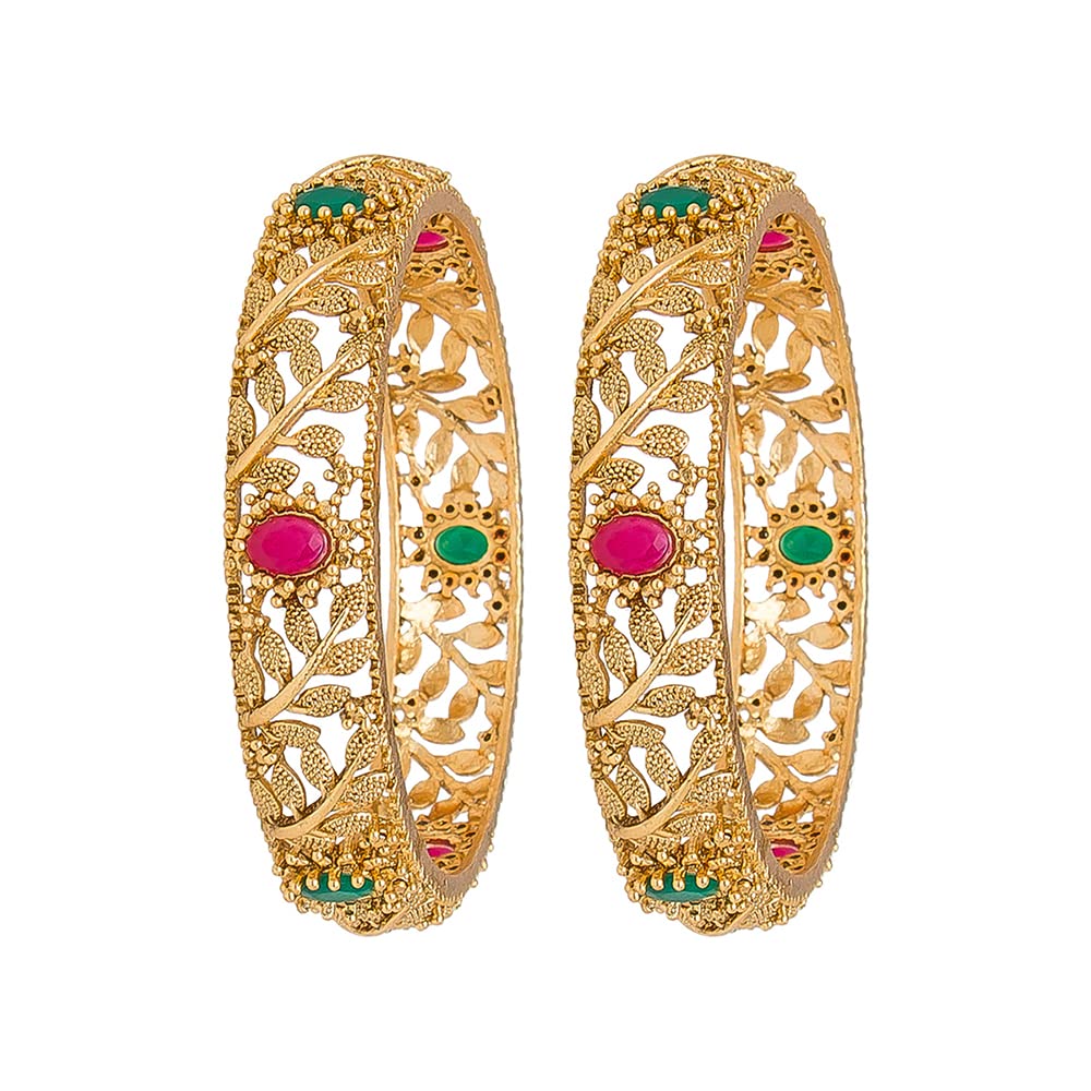 Azai By Nykaa Fashion Stylish Gold Patterned Bangles With Colored Stones For Women (Set Of 2)| elegant & Fancy Jewellery Gift item suitable for all occasion (B0BCGGBSDC) Amazon Price History, Amazon Price Tracker