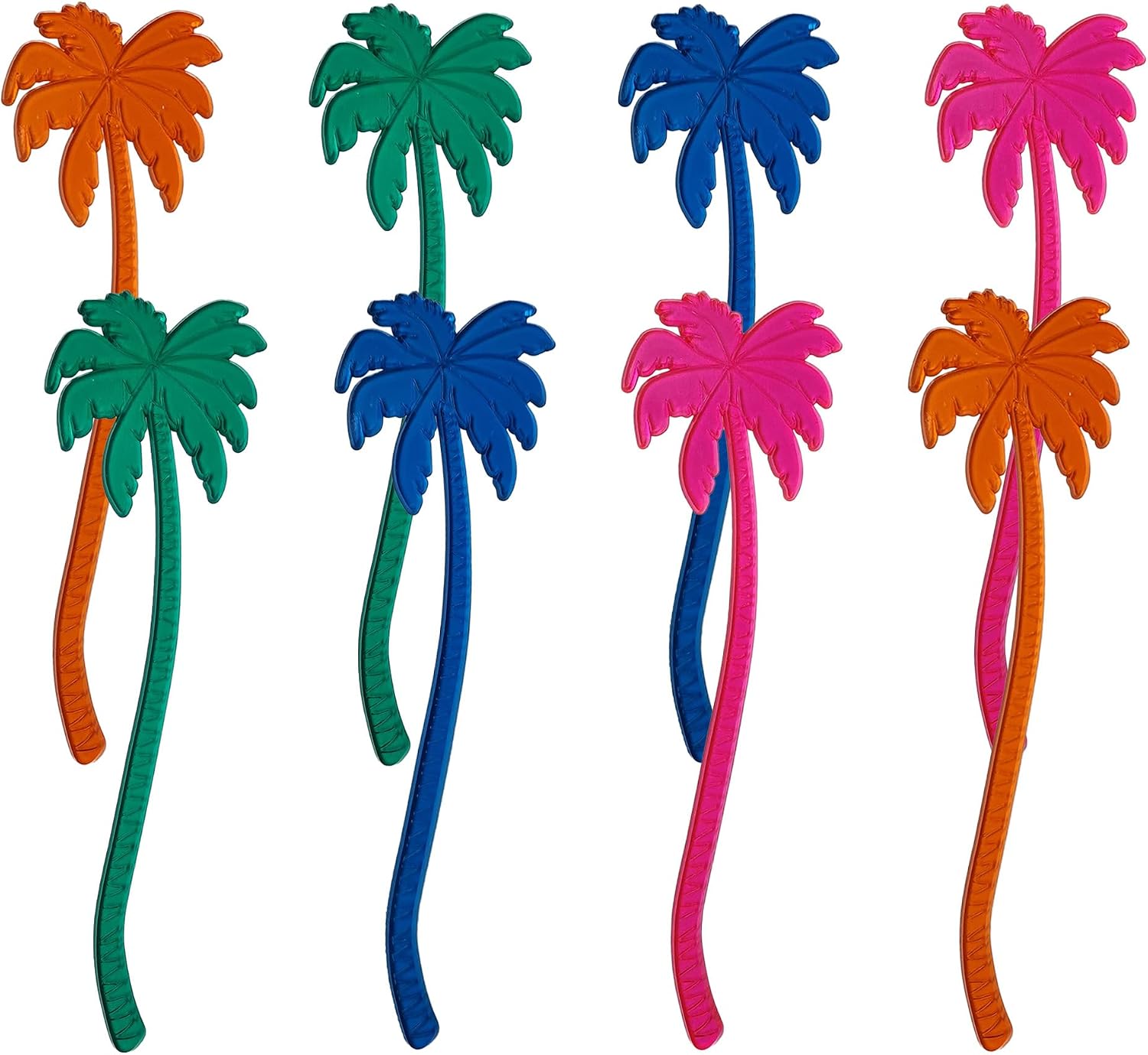 Royer 7-Inch Transparent Green Palm Tree Swizzle Sticks (Set of 24) – Fun Tropical Cocktail Stirrers for Summer Pool Parties, Tiki Bars, & Beach Drinks | Plastic Drink Mixer & Garnish | Made in USA