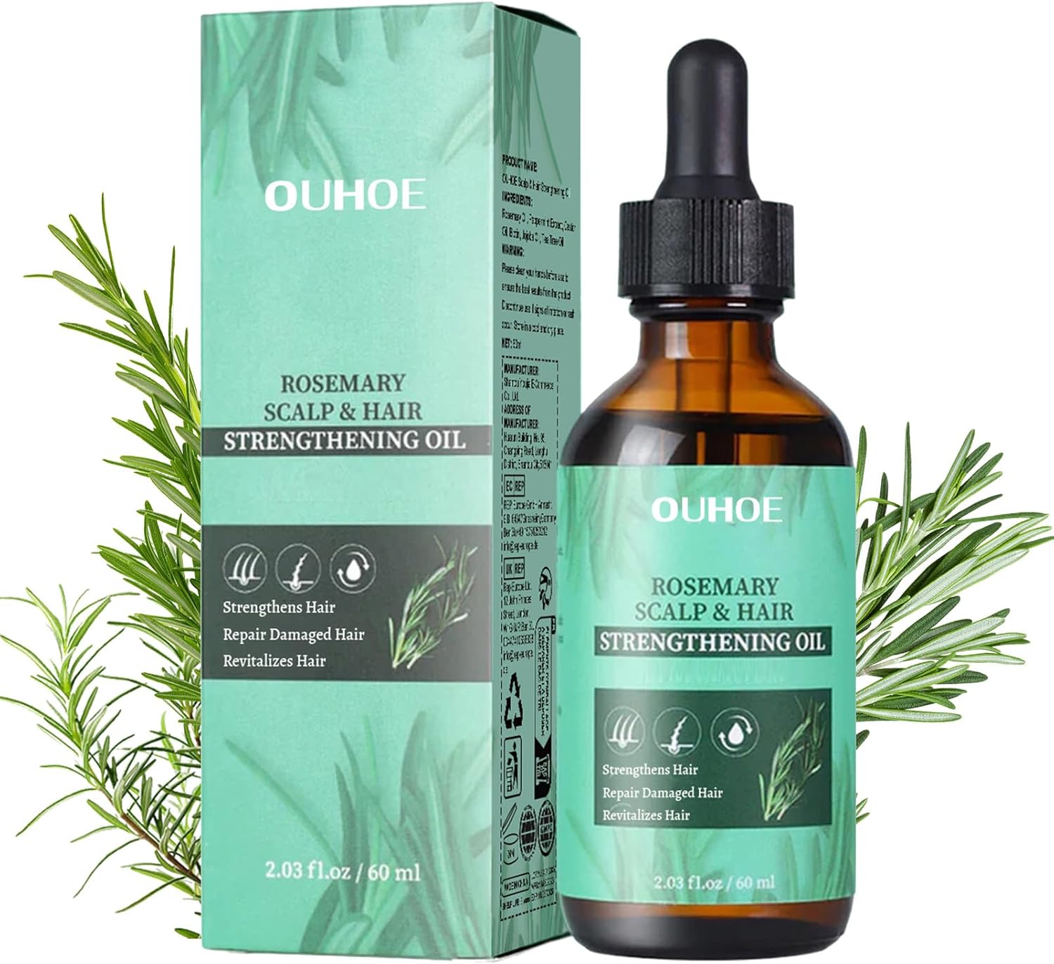 Rozemarijnolie voor haar, natuurlijke organische rozemarijnolie voor de verzorging van haar en hoofdhuid, beschadigde haarreparatie, rozemarijnhaarolie, versnelt de haargroei, geeft zachtheid en glans