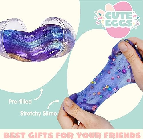 Miniatura 2 de Joyin 12 huevos de Pascua precargados con limo de galaxia, masilla colorida con accesorios surtidos, juguetes de lodos para aliviar el estrés para