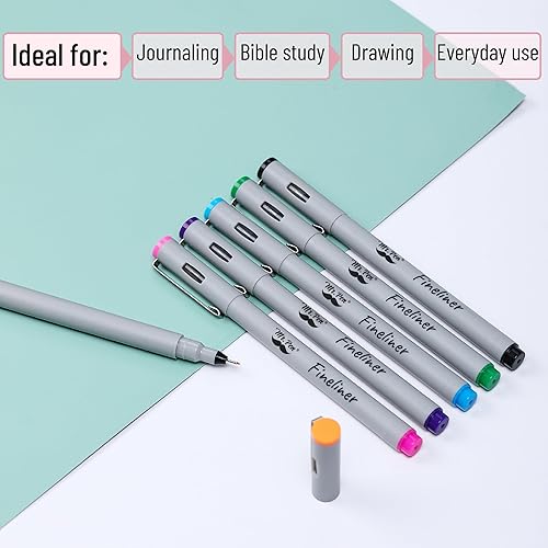 Miniatura 4 de Mr. Pen - Bolígrafos Fineliner de 0.008in, paquete de 6, ultra finos, sin sangrado, bolígrafos de la Biblia, colores surtidos, bolígrafos de arte,