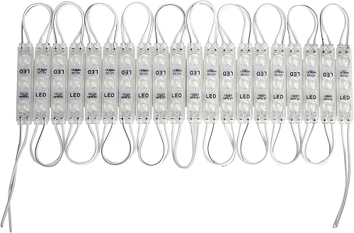 Módulo LED, 200 unidades, 100 pies, 3 luces LED para escaparate, color rojo, superbrillante, 2835 SMD IP65, impermeable, para carteles publicitarios