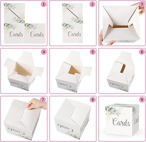 Miniatura 6 de RLCNOT Greenery - Caja de tarjeta de regalo o dinero, suministros de fiesta, caja de recepción de tarjetas doradas para cumpleaños, compromiso de