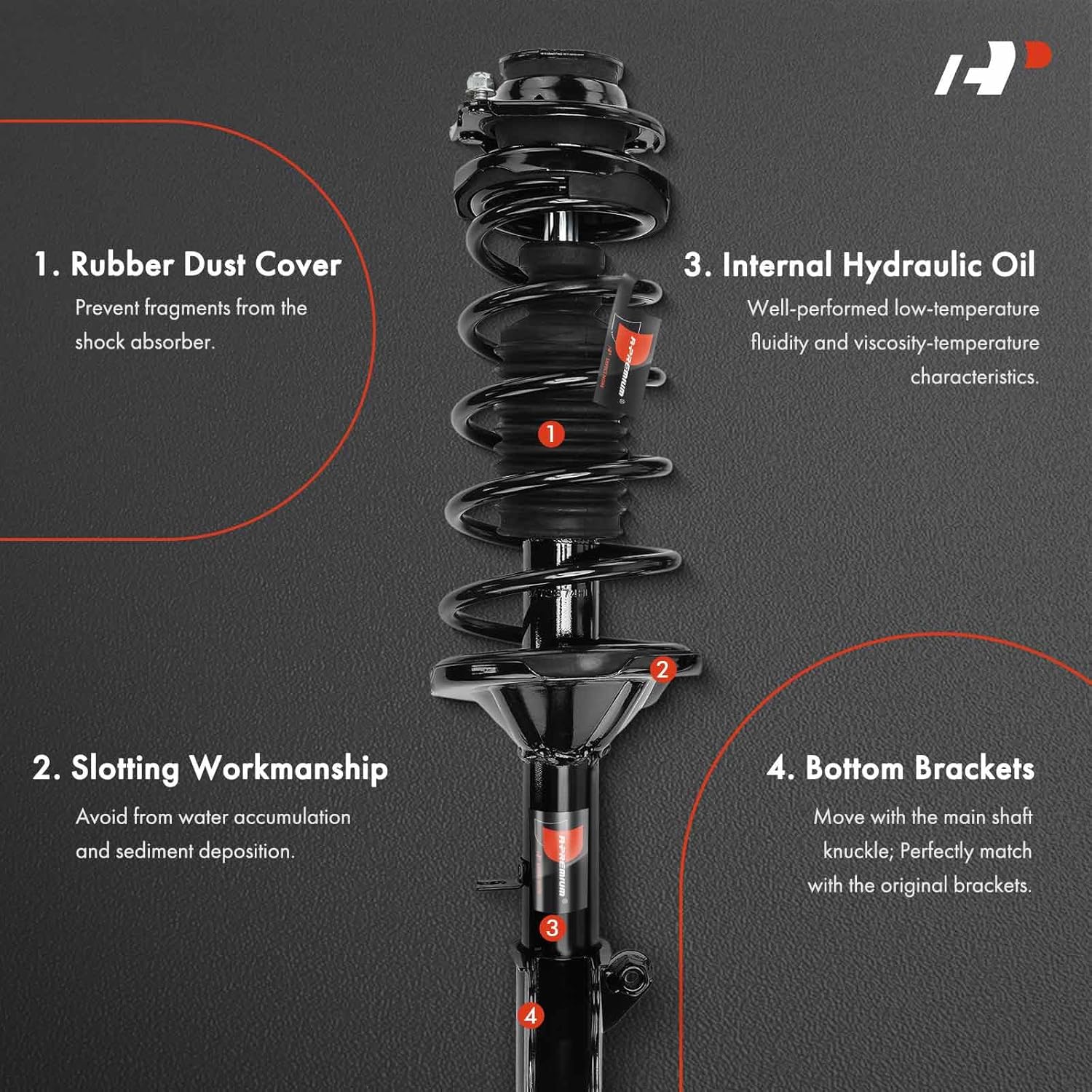 A-Premium Rear Pair (2) Complete Strut & Coil Spring Assembly Compatible with Kia Spectra 2001 2002 2003 2004, Driver and Passenger Side