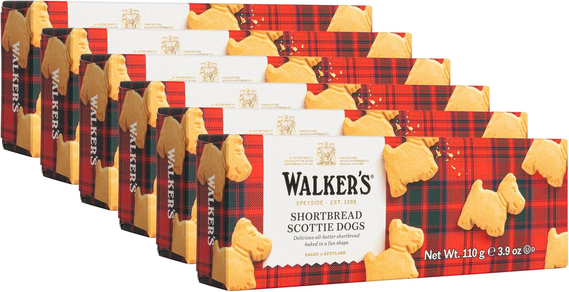 Shortbread Traditional Scottie Dog Shaped Cookies, Pure Butter Shortbread Cookies, 3.9 Oz Box (Pack of 6)