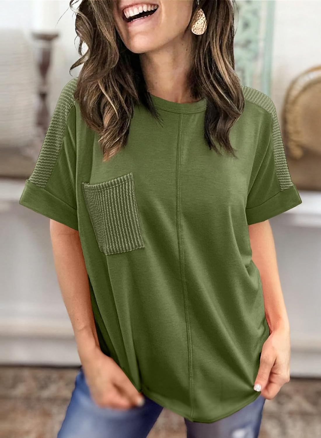 SHEWIN Women's Summer Tops Short Sleeve T-Shirts Crew Neck Casual Solid Basic Tees 2026 Clothes - Image 2