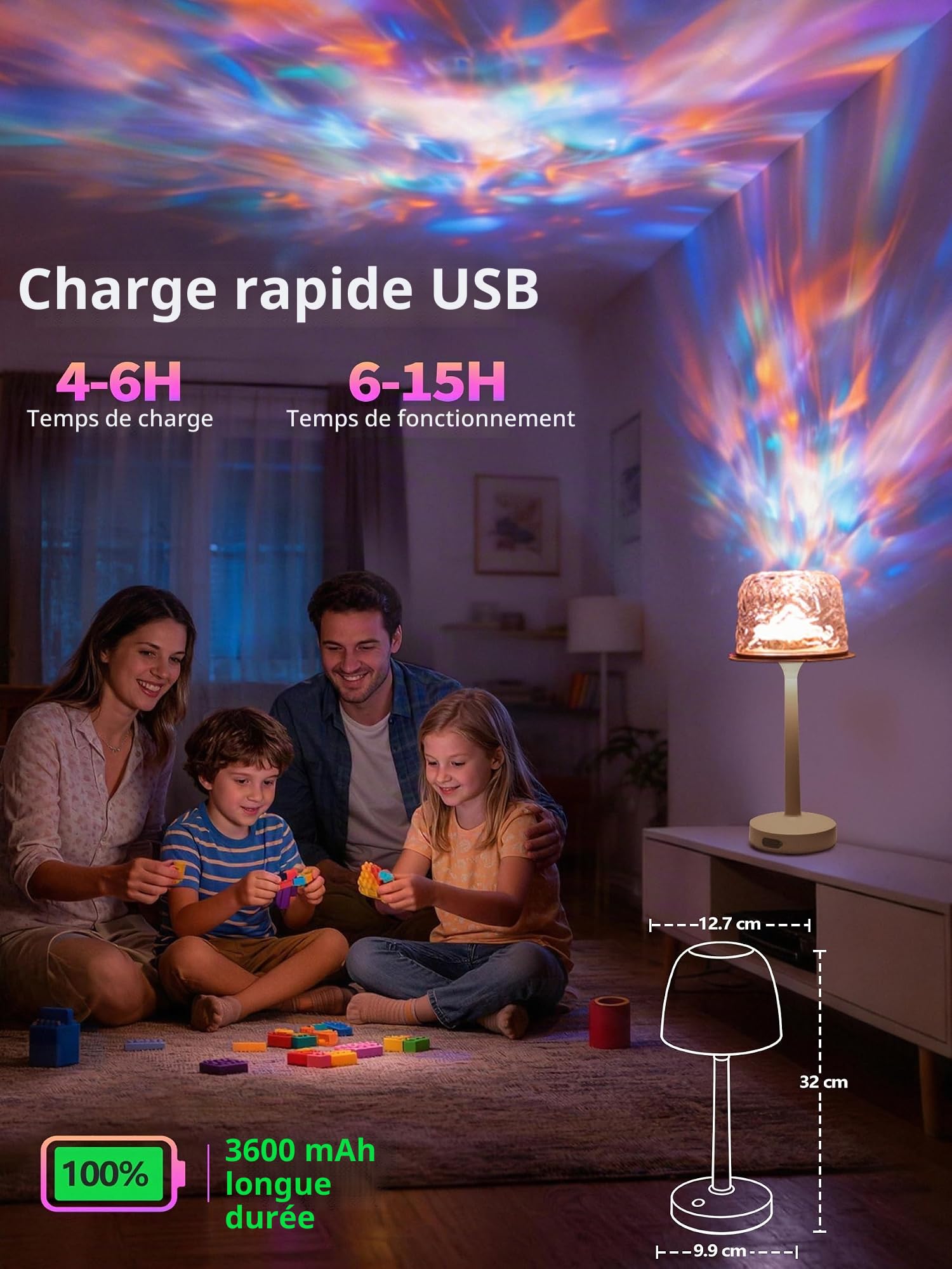 Lampe de Douche Étanche avec Commande Tactile et Télécommande, 16 Couleur | Lampe de Douche Rechargeable avec Effet de Vagues Dynamique & Conception Sans Fil, Lampes de Salle de Bain