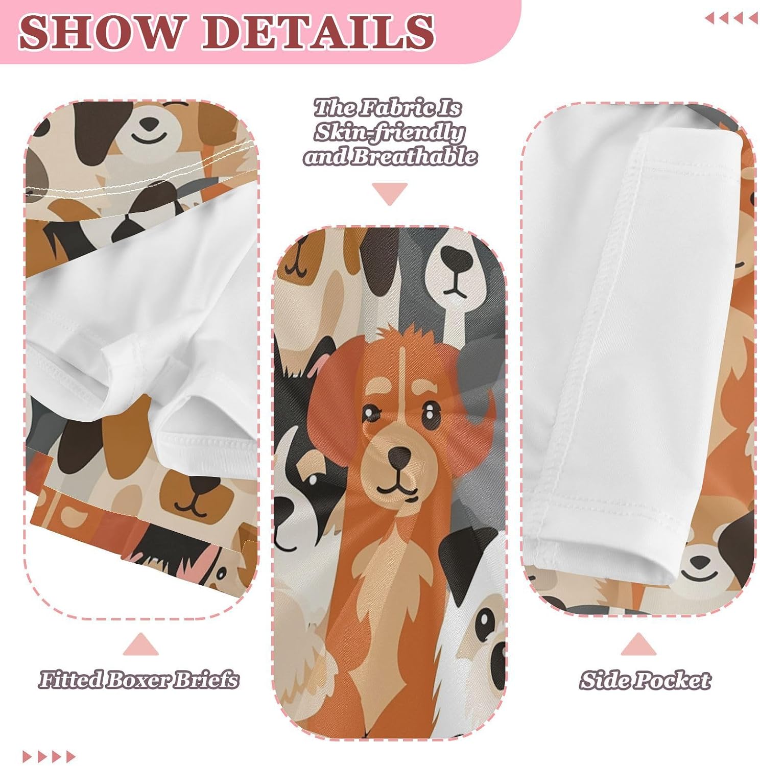 visesunny Cartoon Block Dogs Girl's Golf Skirt Athletic Tennis Skort Sport Activewear with Double Layer Pockets